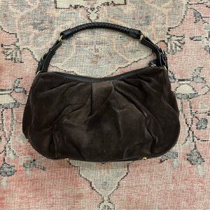 Banana Republic Brown Leather Slouch Shoulder Bag Braided Strap Gold Large Purse